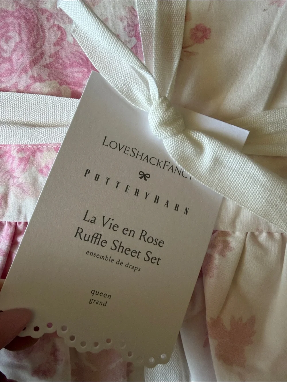 NWT Pottery Barn LoveShackFancy Pink La Vie en Rose Ruffle Sheet Set Queen